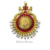 Traditional sarpech jewelry with sun motif and pearl embellishments by Modern Marwar