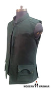 Modern Marwar Men's Nahru Jacket in Dark Green featuring a stylish wool gun pocket vest
