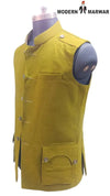 Modern Marwar M Nahru Jacket in Olive Green Featuring a Wool Gun Pocket Vest Design