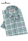 Modern Marwar premium checked shirts for men in green and white with a classic collar and button details