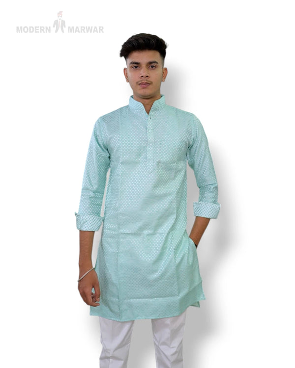 Men's Premium Kurta for Men in Light Green with Elegant Design by Modern Marwar