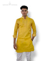 Modern Marwar premium kurta for men in vibrant yellow with traditional collar and full sleeves