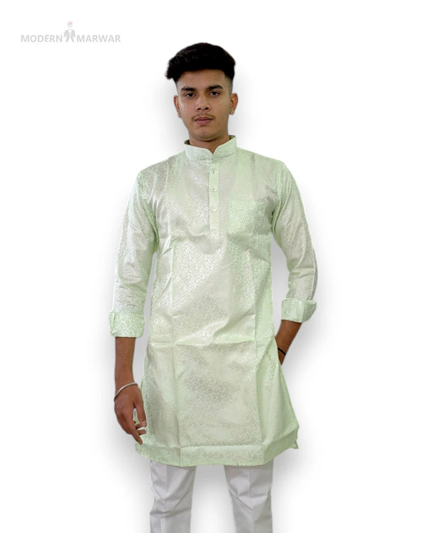 Light Green Premium Kurta for Men by Modern Marwar with Intricate Design and Comfortable Fit