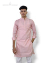 Modern Marwar premium kurta for men in light pink with a stylish collar and full sleeves
