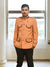 Modern Marwar premium men's hunting coat in orange with stylish pockets and buttons for outdoor adventures