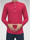Modern Marwar premium men's kurta in vibrant pink with stylish button-up design and long sleeves