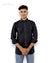 Modern Marwar premium men's linen shirt in black with two front pockets and a slim fit design