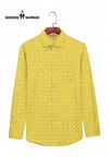 Bright yellow premium men's shirts with a detailed pattern from Modern Marwar