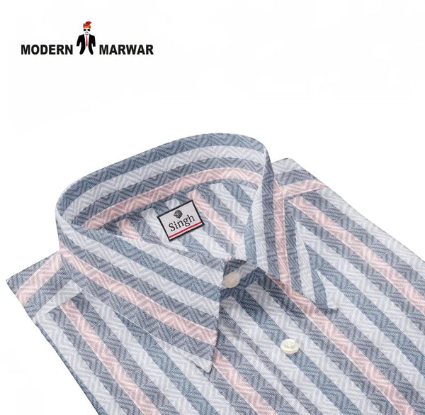 Modern Marwar premium men's striped shirt with stylish collar and vibrant stripe pattern