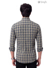 Men's yellow checked cotton shirt, back view, featuring RAJUTANA SHIRTS-F-15-115-8
