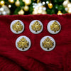 Set of five Rathore logo button fashion with gold detailing on a white background