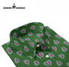 Modern Marwar Sanganeri print shirt in green with elegant paisley patterns and button-down collar