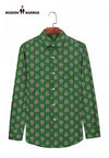 Modern Marwar Sanganeri print shirt in green with vibrant floral patterns, perfect for casual wear
