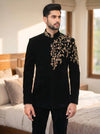 Jodhpuri Black Suit in Velvet with Embroidered Design from Modern Marwar