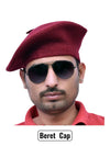 Beret Cap in Burgundy Wool, Side Angle; available Beret Cap Online