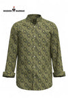 Stylish green Jodhpuri collar shirts for men by Modern Marwar with unique pattern design