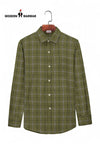 Modern Marwar men's checked shirts in olive green with a classic collar and button-up front