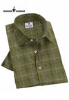 Modern Marwar men's checked shirts in green with a stylish plaid design and button-up closure