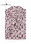 Modern Marwar men's floral dress shirt in pink with intricate floral patterns and a stylish collar