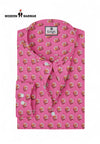 Modern Marwar men's printed kurta in pink with a vibrant pattern and standard collar design