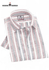 Modern Marwar men's striped shirts online in pastel colors with a classic collar and button closure
