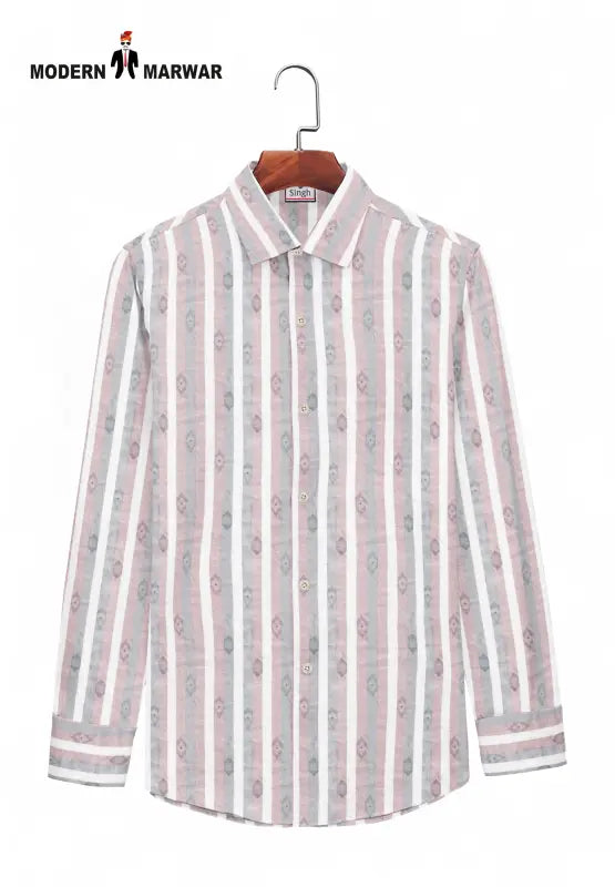 Stylish Modern Marwar men's striped shirts online with a unique pattern and classic collar design