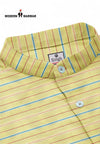 Men's yellow striped kurta by Modern Marwar with a stylish collar and button closure