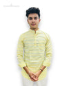 Men's yellow striped kurta from Modern Marwar with stylish collar and full sleeves