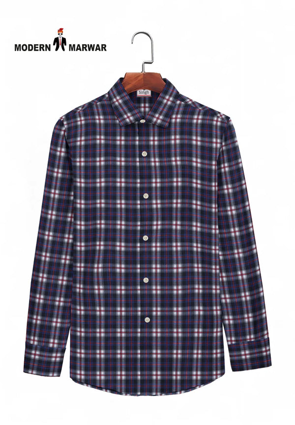 Modern Marwar premium checked shirts for men in navy, purple, and white patterns