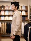 M Hunting Shirt in Beige Cotton, Side View Featuring SINGH PREMIUM CODRAGE SHIRTS-13872-11