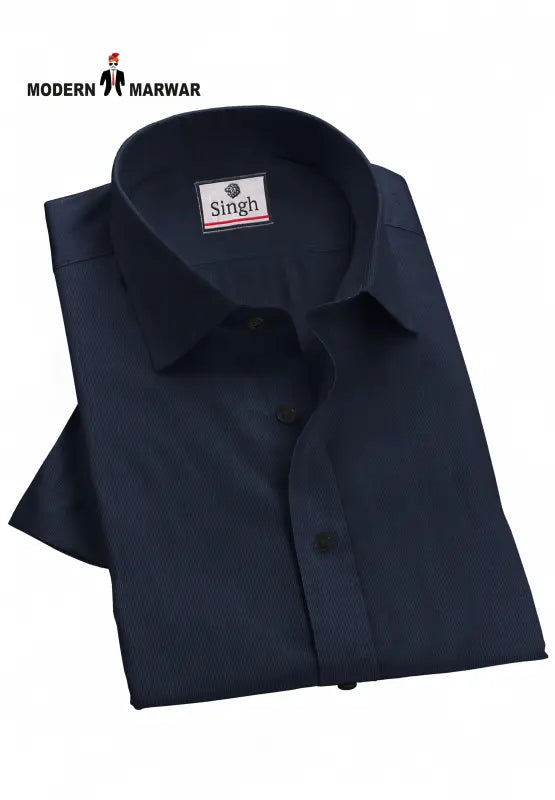 Modern Marwar premium cotton shirt for men in navy blue, perfect for casual and formal occasions