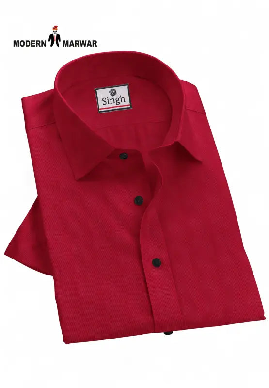 Modern Marwar premium men's shirts in vibrant red with a button-down collar and sleek design