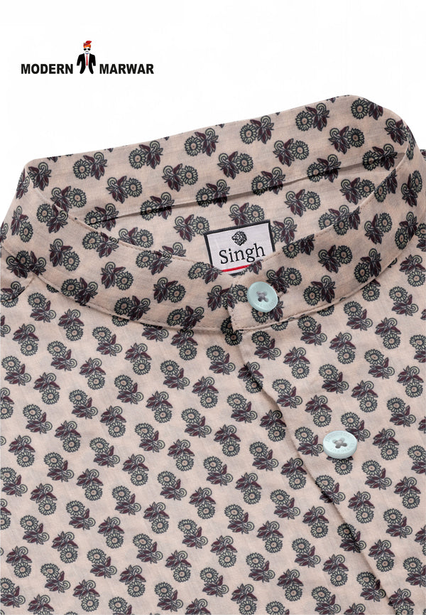Modern Marwar premium men's printed shirt with intricate floral patterns in soft fabric