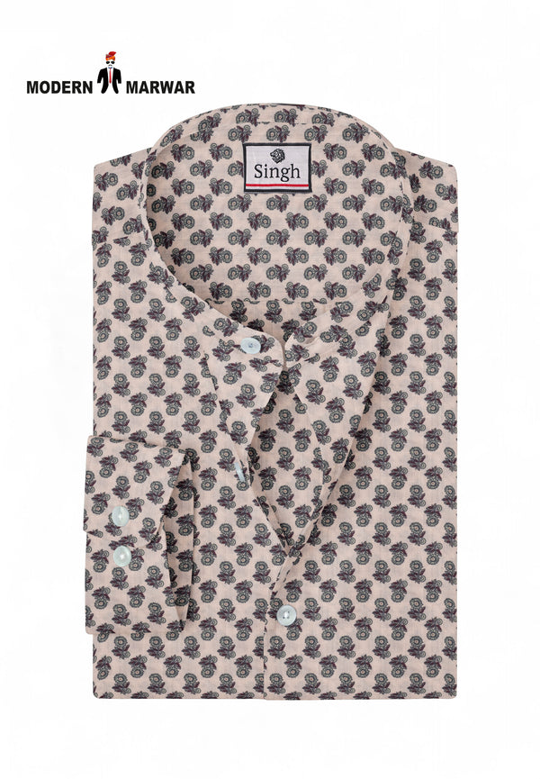 Premium men's printed shirt by Modern Marwar featuring a stylish floral design and button-up collar