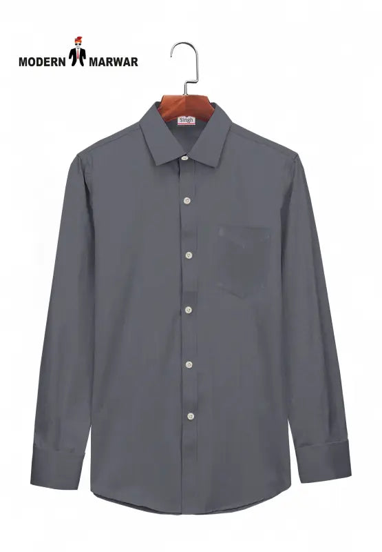 Modern Marwar premium men's shirts in gray with a stylish pocket and classic collar design