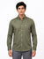 Men's plain shirt in olive green cotton, front view showcasing the stylish design
