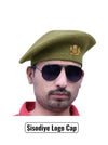 Default olive green wool beret cap side view featuring Sisodiye Logo & Beret Cap for Regal Style