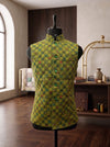 Mens Koti in green fabric with intricate patterns, frontal view featuring SPAADAA KOTI-FF-1