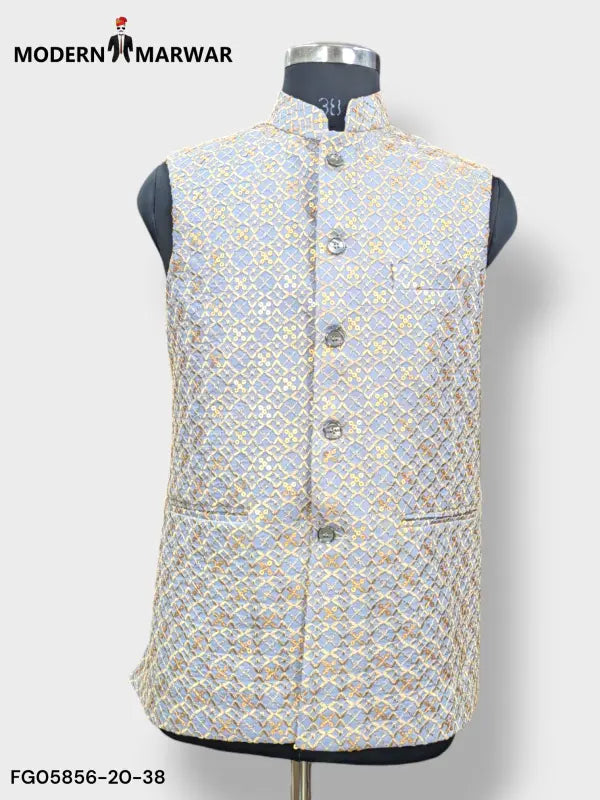 SPAADAA KOTI FF jacket by Modern Marwar featuring intricate patterns and a stylish collar