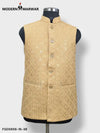 SPAADAA KOTI FF jacket by Modern Marwar in a golden hue with intricate detailing and a traditional design