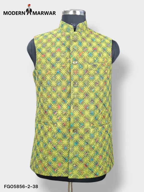 SPAADAA KOTI FF jacket by Modern Marwar featuring a vibrant floral pattern and mandarin collar