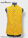 Bright yellow SPAADAA KOTI FF jacket with a unique checkered pattern and button closure