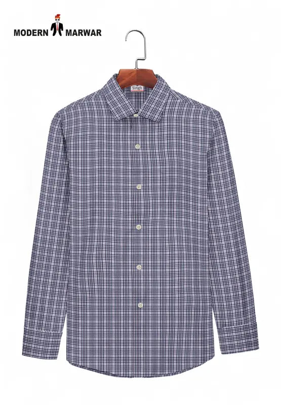 Tommy Hilfiger men's shirt in navy plaid pattern for a stylish casual look