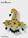 Elegant traditional brooch for men featuring green stones and intricate gold design
