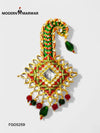 Intricate traditional brooch for sherwani featuring vibrant colors and decorative embellishments