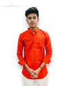 Modern Marwar Men's Long Kurta in Bright Orange, perfect traditional Indian kurta for festive occasions