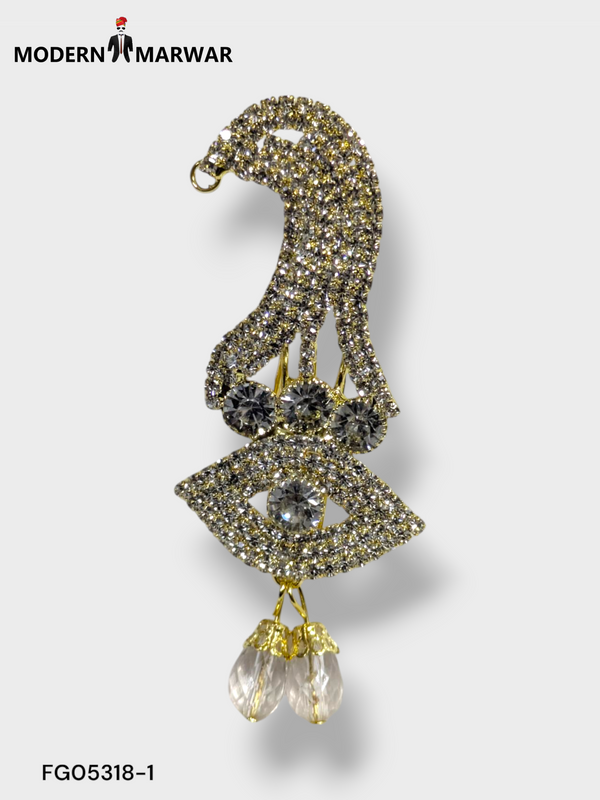 Modern Marwar Traditional Men's Jewelry in a Unique Eye Design with Glittering Stones