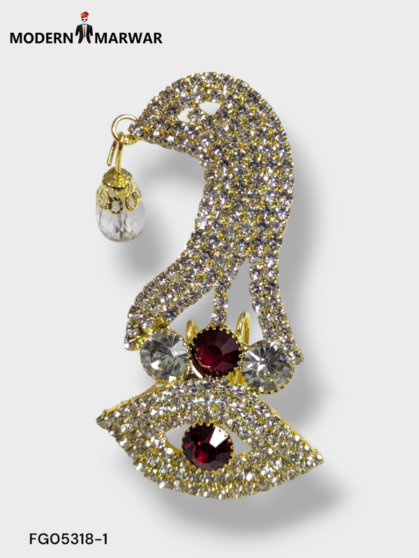 Stylish traditional men's jewelry featuring intricate design with gemstones and gold accents