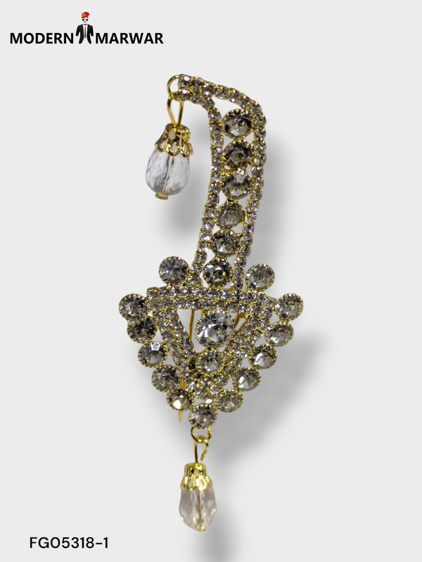 Traditional men's jewelry brooch with intricate design and sparkling stones from Modern Marwar