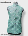 Modern Marwar M Nahru Jacket in Green Pattern, a stylish traditional men's vest for festive occasions